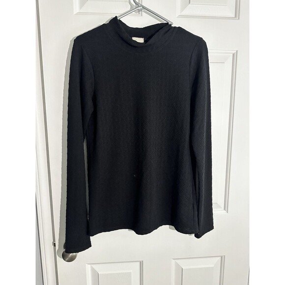 Anthropologie 9h15-stcl  Black long sleeve Textured top size Medium - Picture 1 of 4